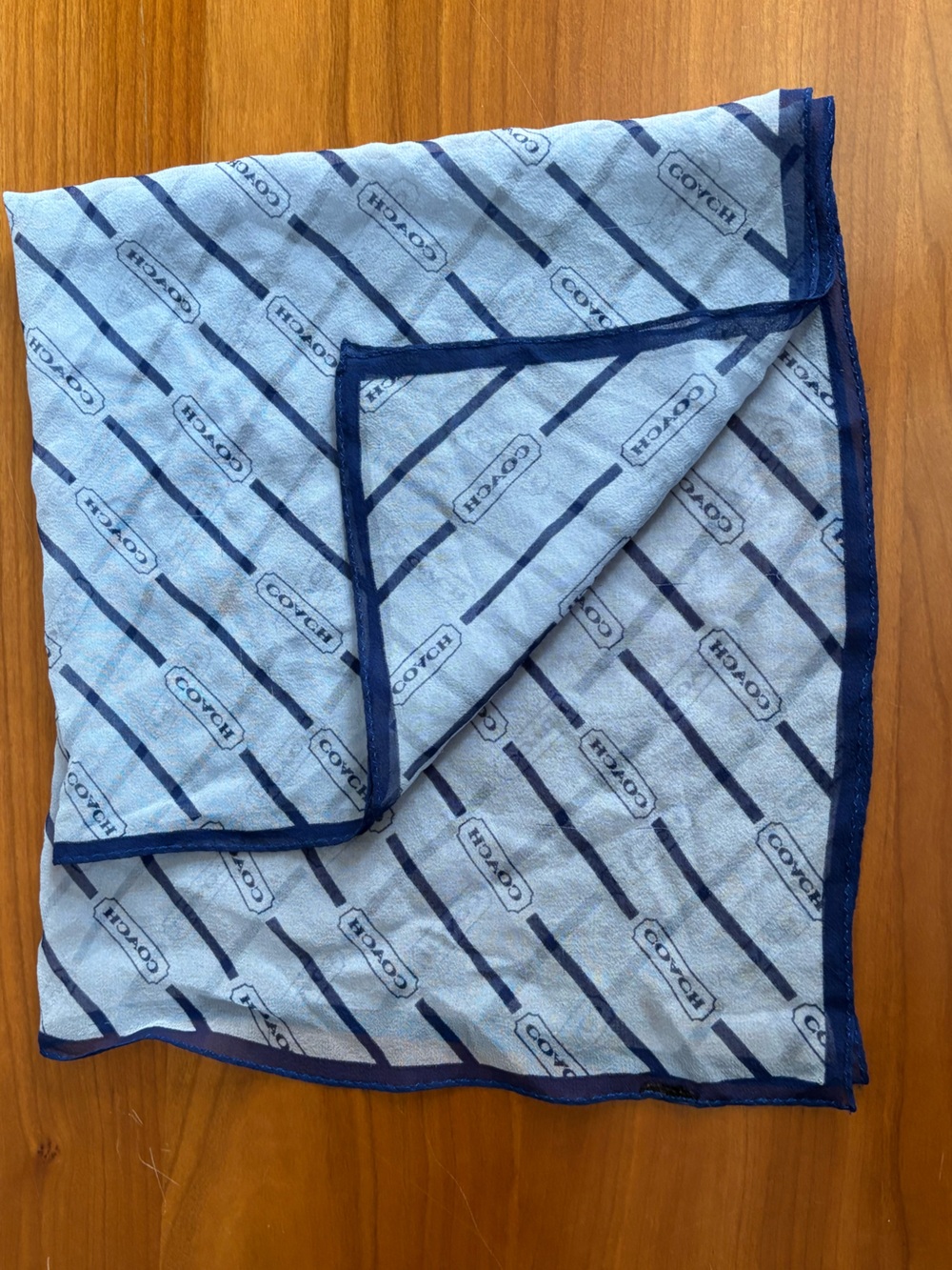 NWOT Coach Light Blue & Navy Logo Silk Square Scarfin